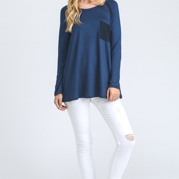 Burgundy Long Sleeve Pocket Tee 08014 - Picture 5 of 8